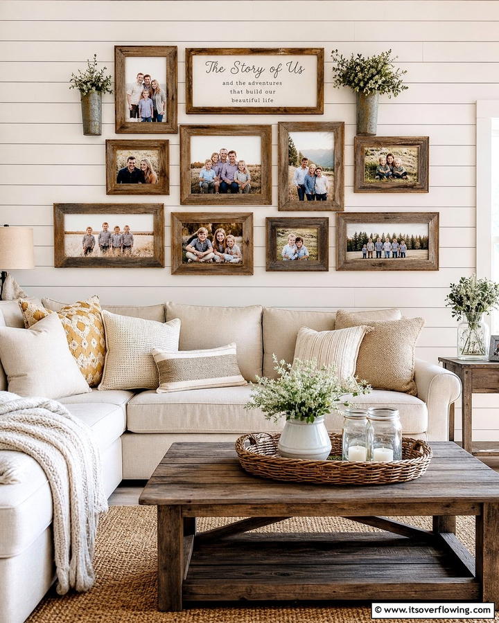 Rustic Farmhouse Photo Wall - 21 Photo Wall Arrangements for Personalized Home Galleries