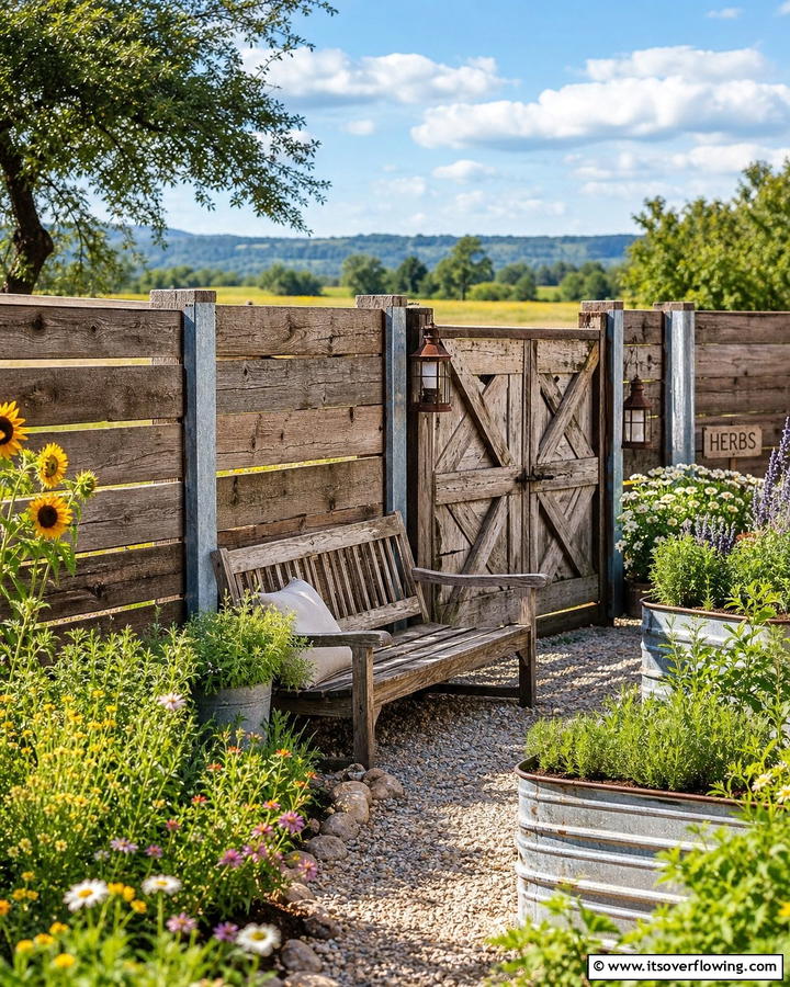 Rustic Farmhouse Privacy Fence - 21 Privacy Fence Designs for Secure & Stylish Property Borders