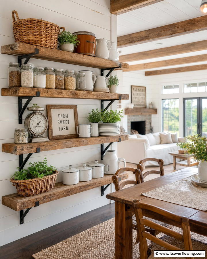 Rustic Farmhouse Shelf Charm - 21 Shelf Decor Ideas to Organize and Elevate Your Spaces
