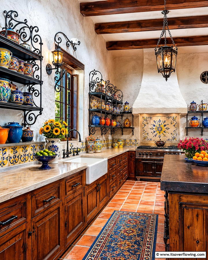 Rustic Farmhouse Sink - 30 Spanish Style Kitchen Ideas for Old-World Elegance