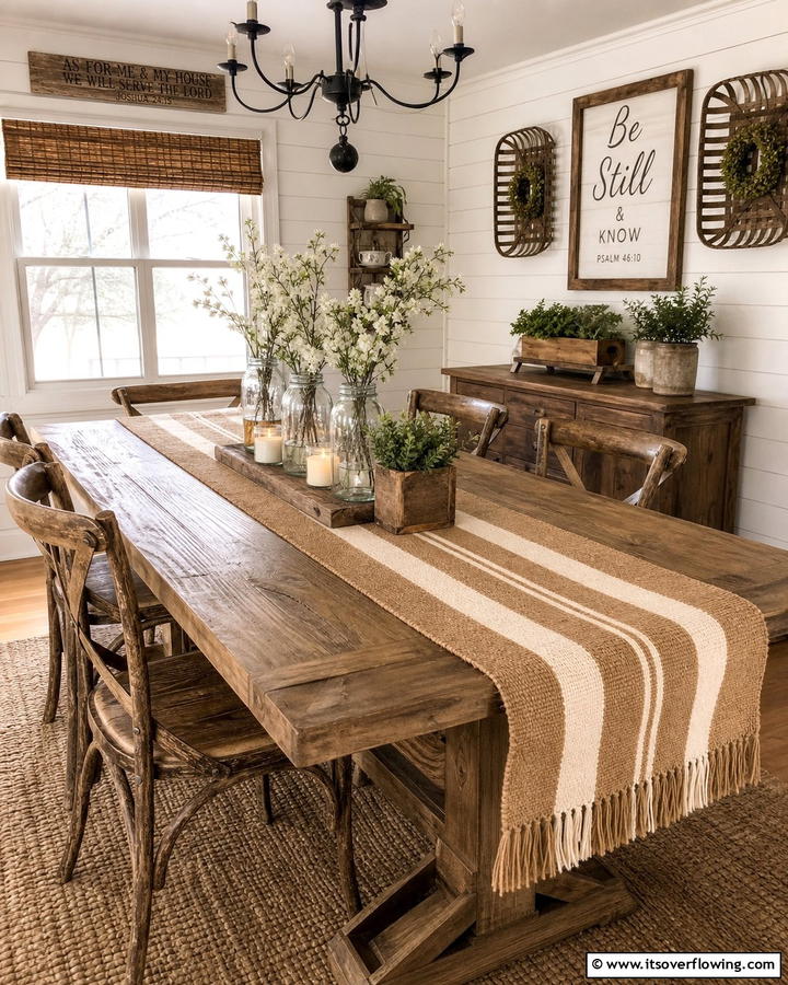 Rustic Farmhouse Table Runner - 21 Unique Table Runner Ideas to Enhance Your Dining Experience