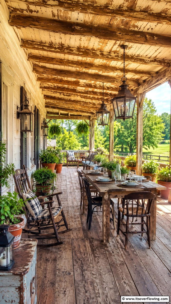 Rustic Farmhouse Veranda - 21 Veranda Ideas to Create a Relaxing Outdoor Retreat