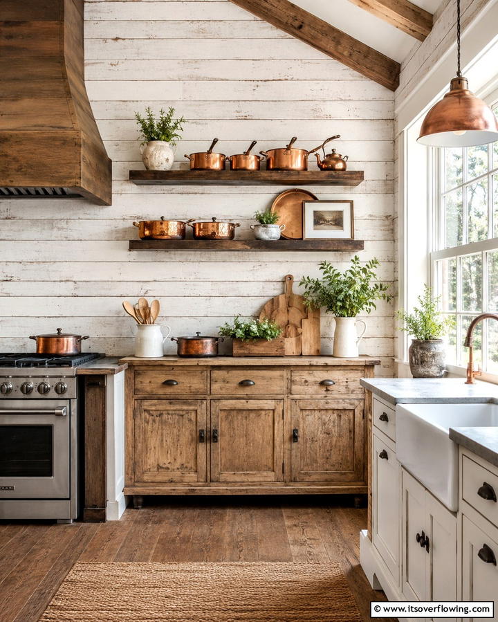 Rustic Farmhouse Vibes - 30 Kitchen Wallpaper Ideas- Bold Backsplashes & Accent Walls