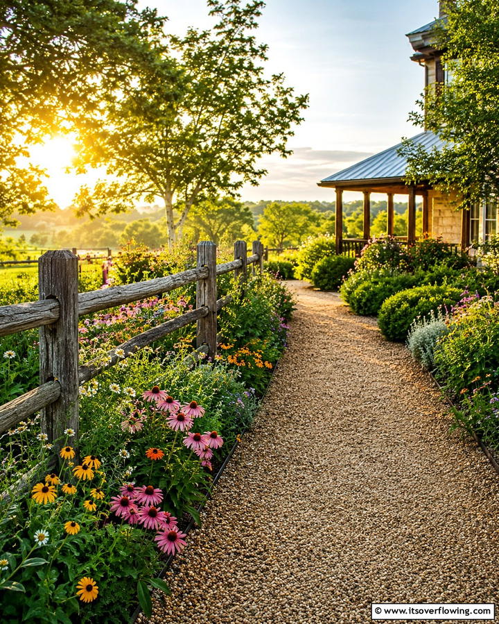 Rustic Farmhouse Walkways - 25 Pea Gravel Walkway Ideas for a Charming Garden Path