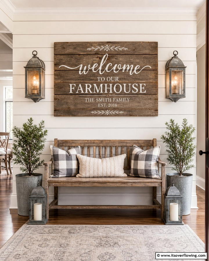 Rustic Farmhouse Welcome Sign - 21 Farmhouse Wall Decor Ideas for Rustic Charm and Warmth