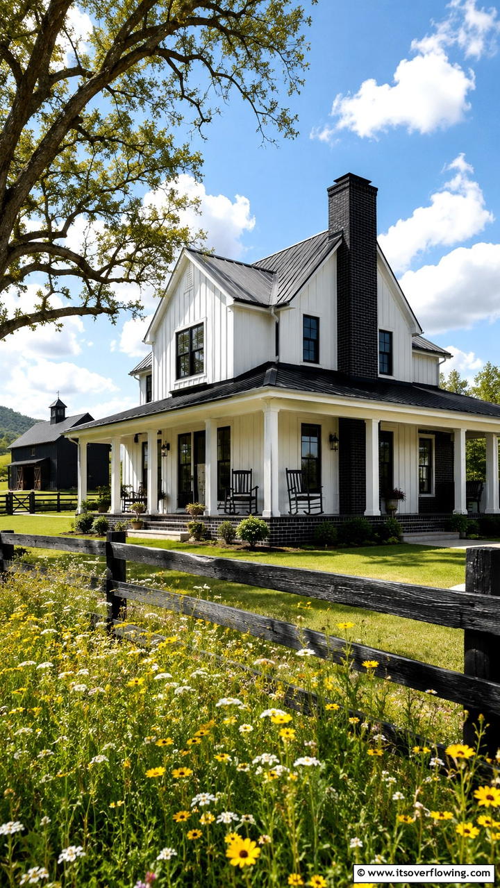 Rustic Farmhouse with Black Brick Touches - 30 Black Brick House Exteriors for Bold Curb Appeal