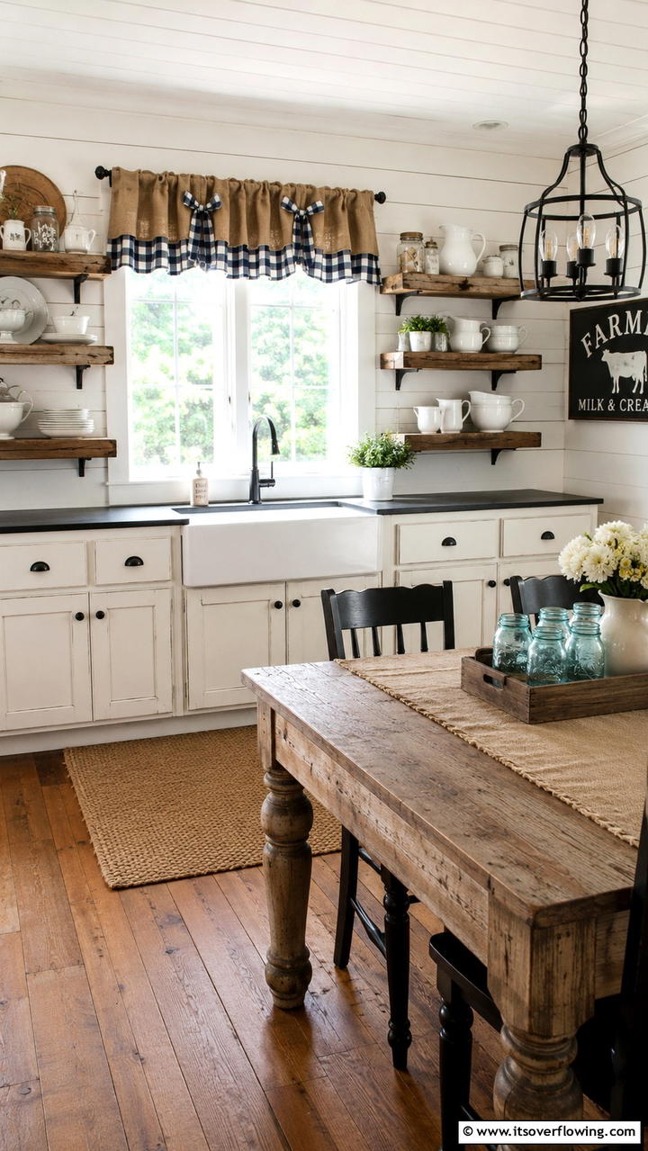 Rustic Farmhouse - 21 Elegant Window Valance Ideas to Frame Your View