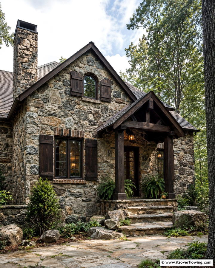 Rustic Fieldstone Charm - 25 Stone Exterior Home Ideas for a Timeless Look