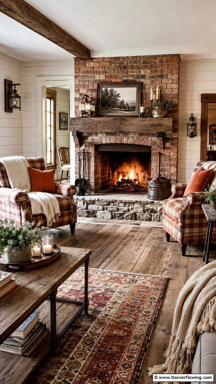 Rustic Fireplace Feature - 30 Cottage Living Room Ideas for Cozy Home Spaces