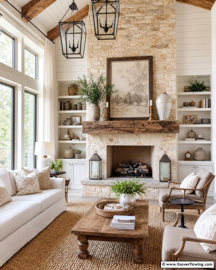 Rustic Fireplace Mantel Beauty - 21 Rustic Decor Ideas for Cozy Farmhouse-Chic Interior Accents
