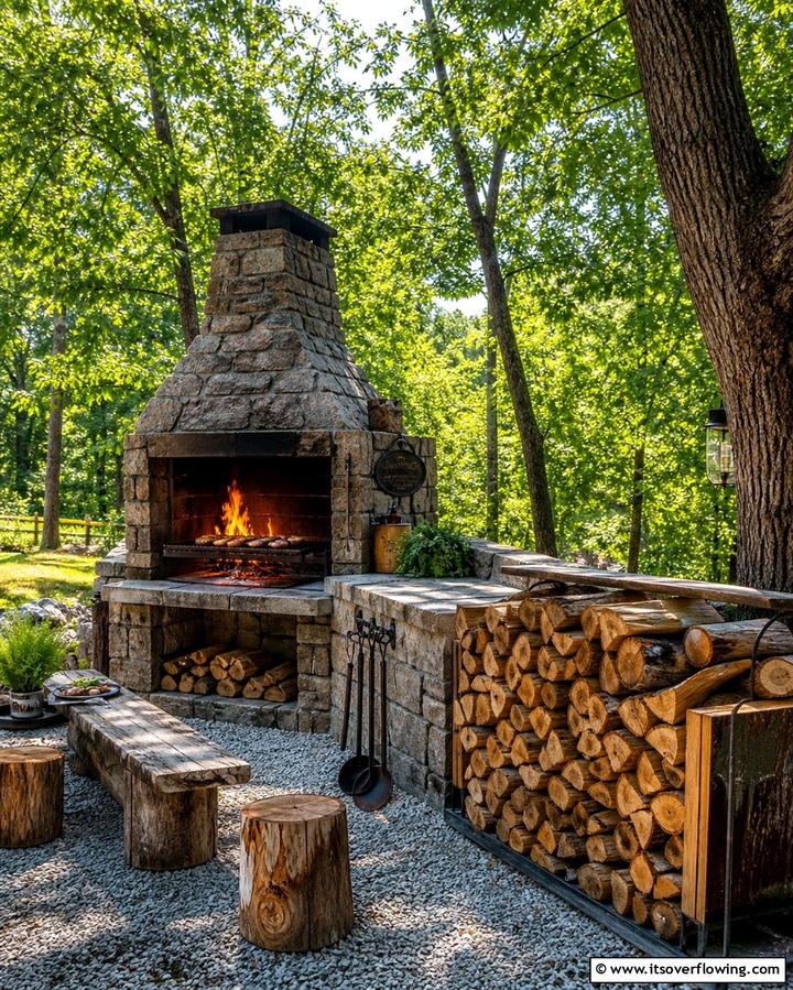 Rustic Firewood BBQ Pit - 25 Bbq Pit Ideas for Outdoor Cooking Fun