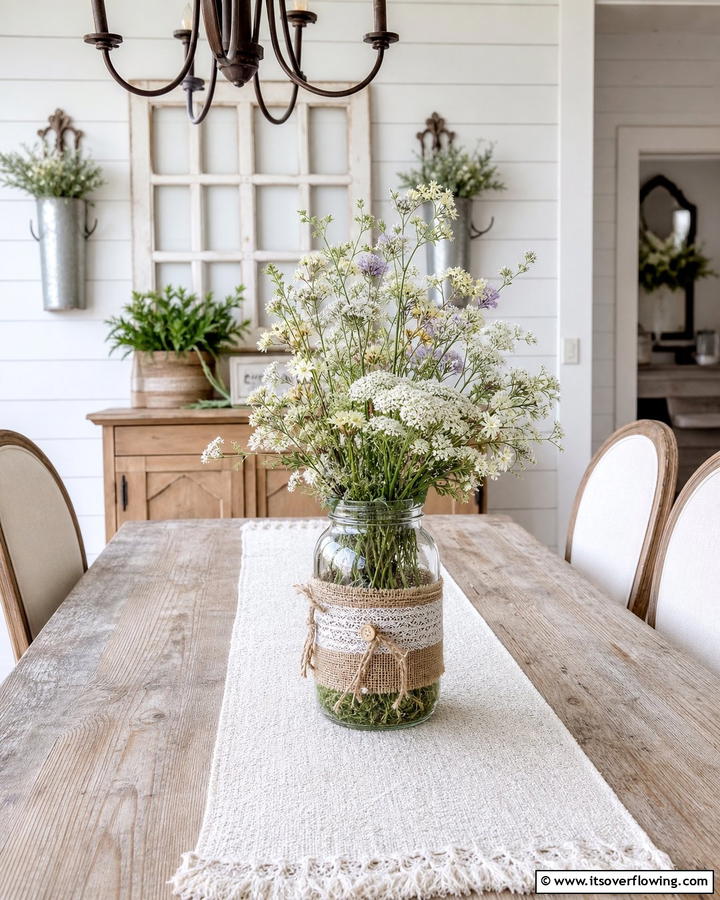 Rustic Floral Charm - 30 Charming Mason Jar Centerpiece Ideas for Every Season