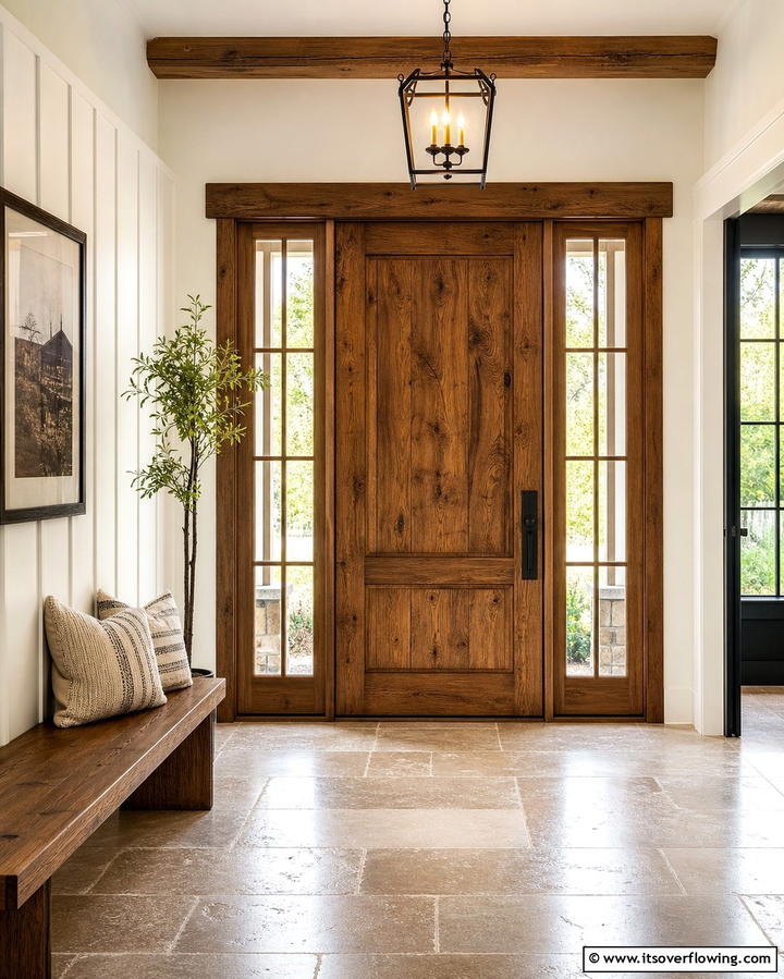 Rustic Front Door with Side Panels - 25 Rustic Front Door Ideas to Welcome Guests in Style