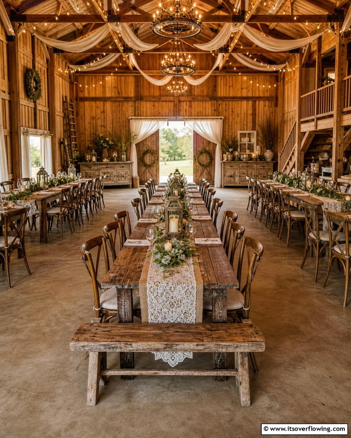 Rustic Furniture Selections - 21 Barn Wedding Ideas for a Rustic and Romantic Celebration