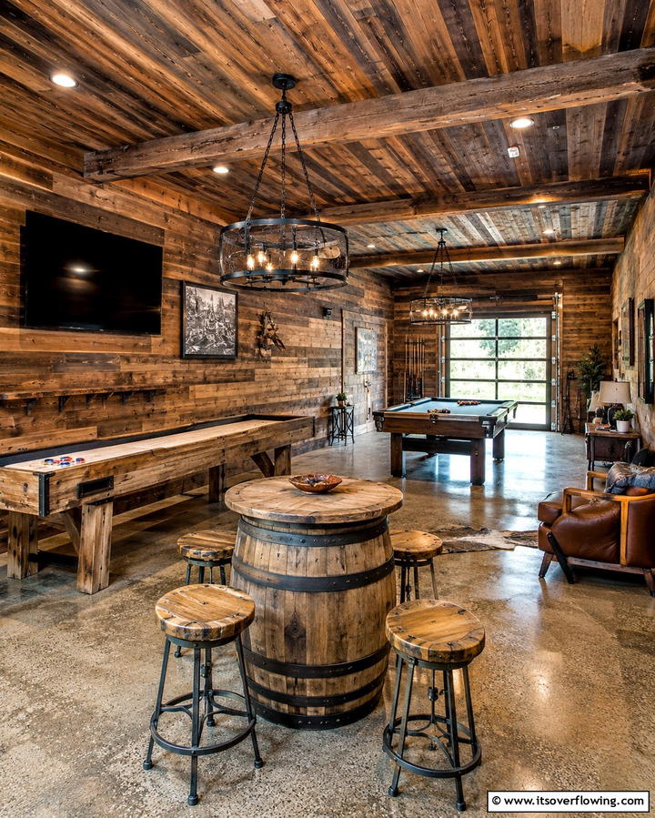 Rustic Game Room Charm - 30 Garage Game Room Ideas for Ultimate Entertainment Zones