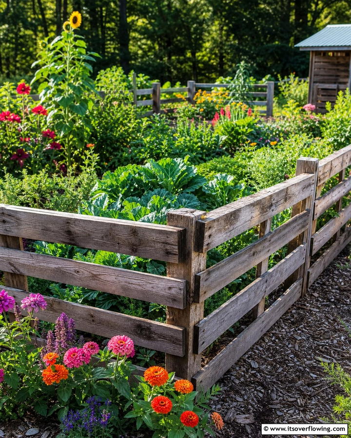 Rustic Garden Border - 25 Pallet Fence Ideas for Eco-Friendly Landscaping