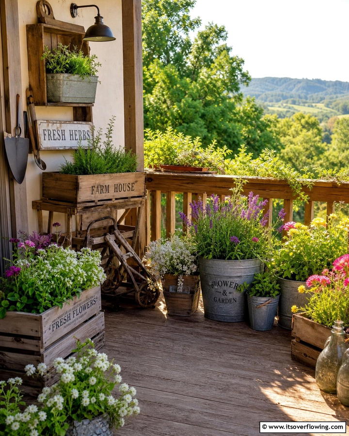 Rustic Garden Charm - 21 Balcony Garden Ideas to Transform Small Spaces into Green Havens