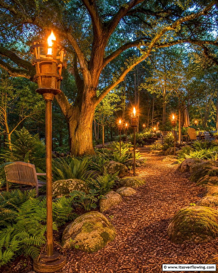 Rustic Garden Flares - 21 Garden Lighting Ideas for Magical Outdoor Nights
