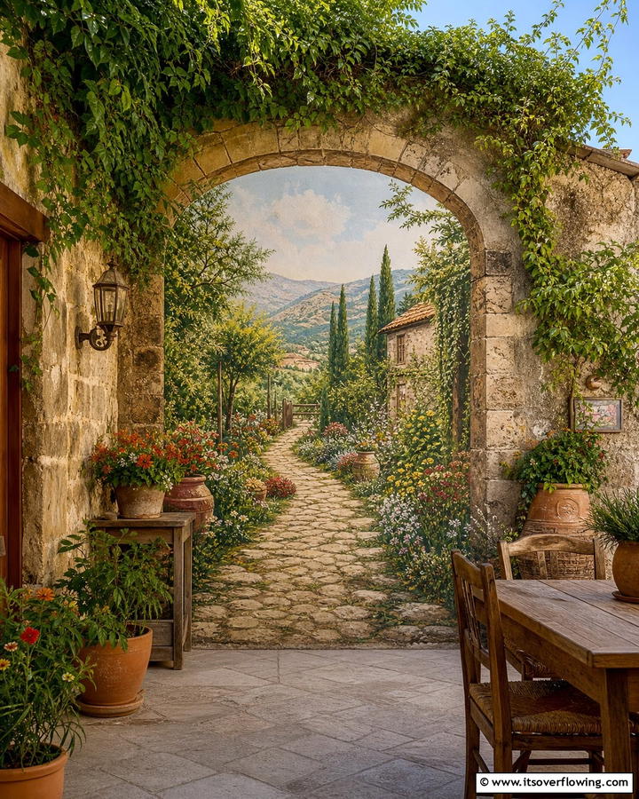 Rustic Garden Pathway Mural - 21 Garden Mural Ideas to Transform Outdoor Walls Artistically