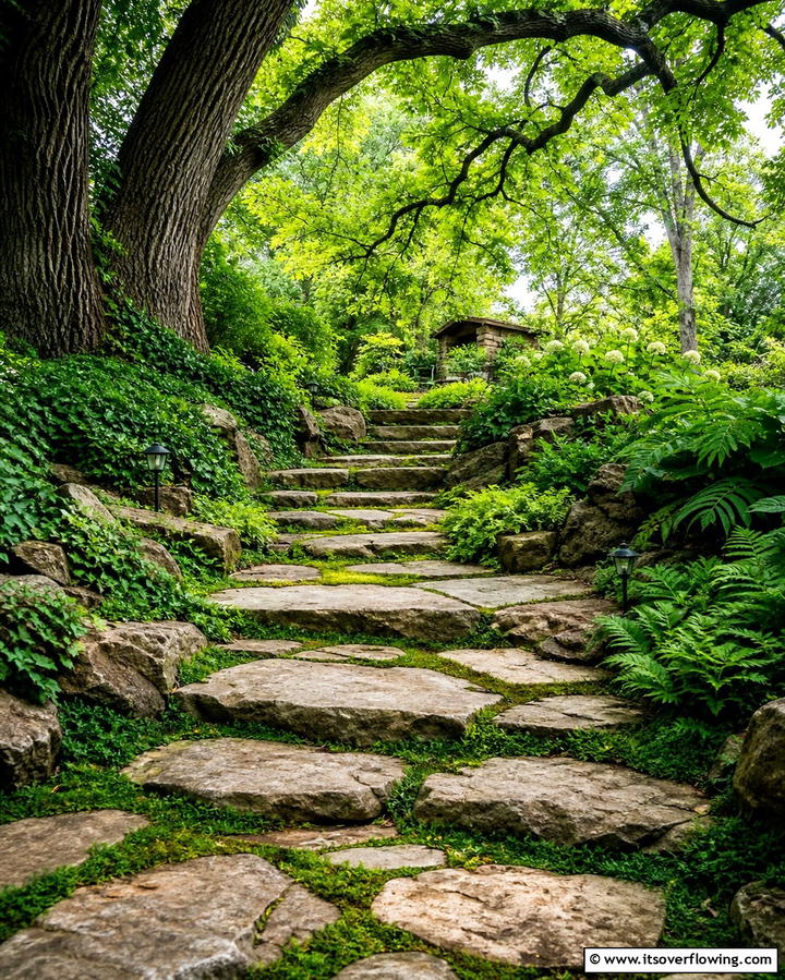 Rustic Garden Pathway - 25 Flagstone Steps Ideas for Your Outdoor Pathway