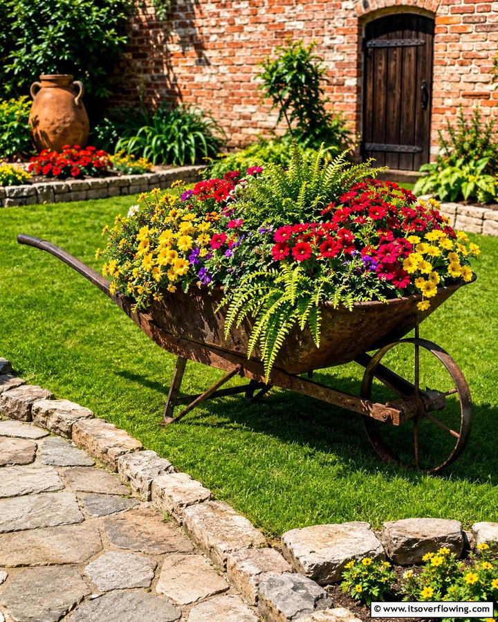 Rustic Garden Planter - 25 Old Wheelbarrow Ideas for Unique and Creative Garden Decor