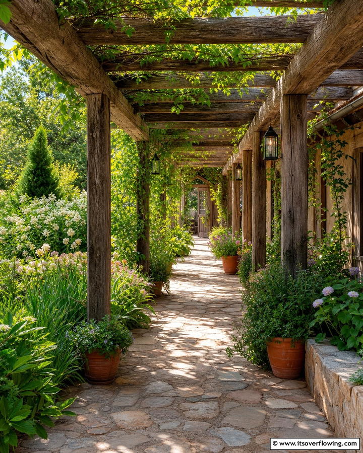 Rustic Garden Retreat Walkway - 30 Covered Walkway Ideas for All-Weather Charm