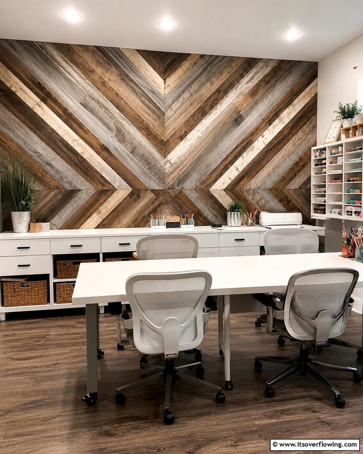 Rustic Geometric Patterns - 30 Rustic Barnwood Accent Wall Ideas to Transform Your Space