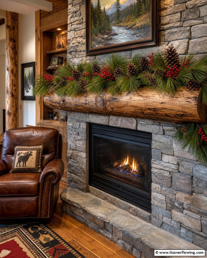 Rustic Greenery with Pinecones - 25 Mantel Garland Ideas for a Festive Home Decor