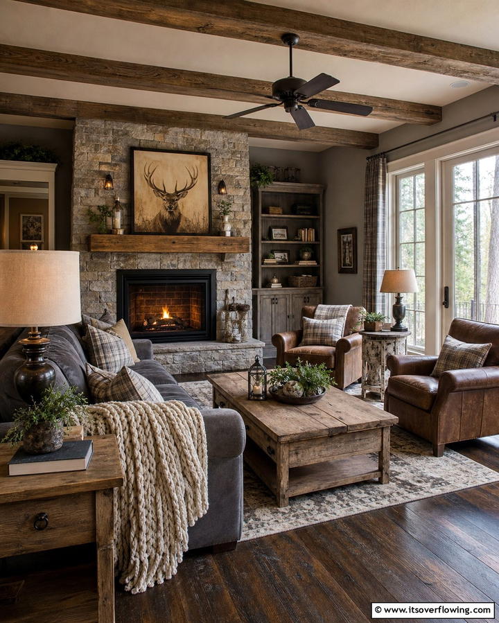 Rustic Grey Retreat - 30 Grey Living Room & Dark Wood Floor Design Combinations