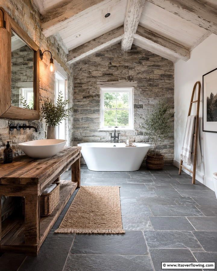 Rustic Grey and White Escape - 30 Grey and White Bathroom Ideas for Modern Serenity