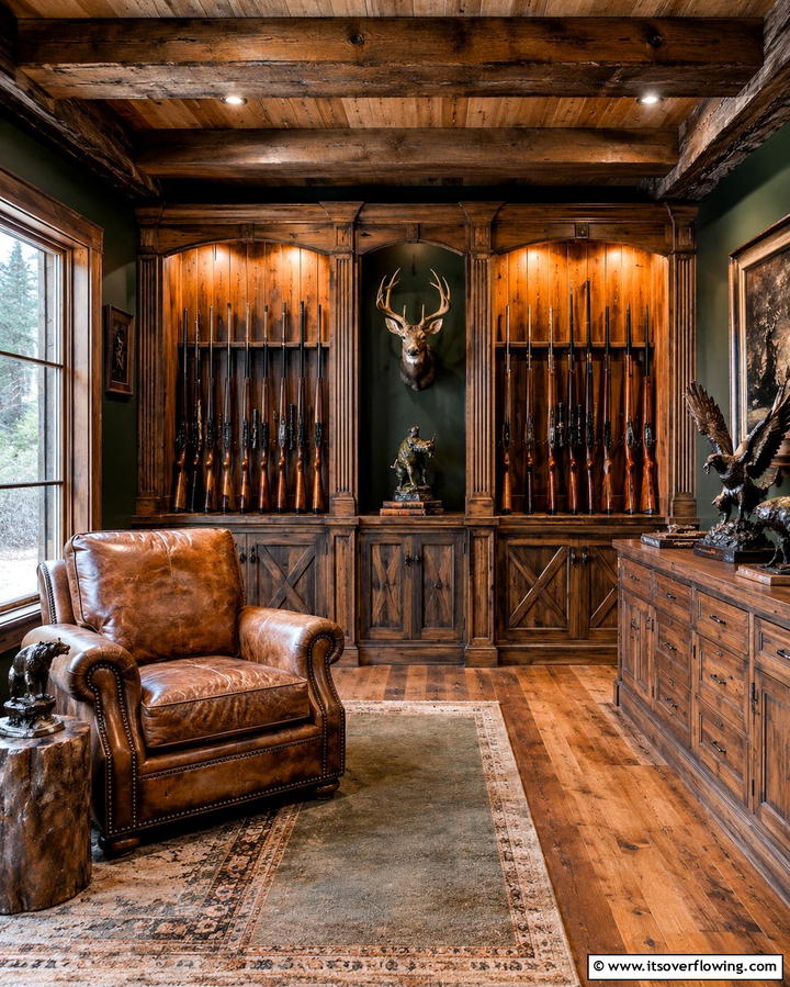 Rustic Gun Room with Wooden Accents - 25 Gun Room Ideas for Secure and Stylish Storage