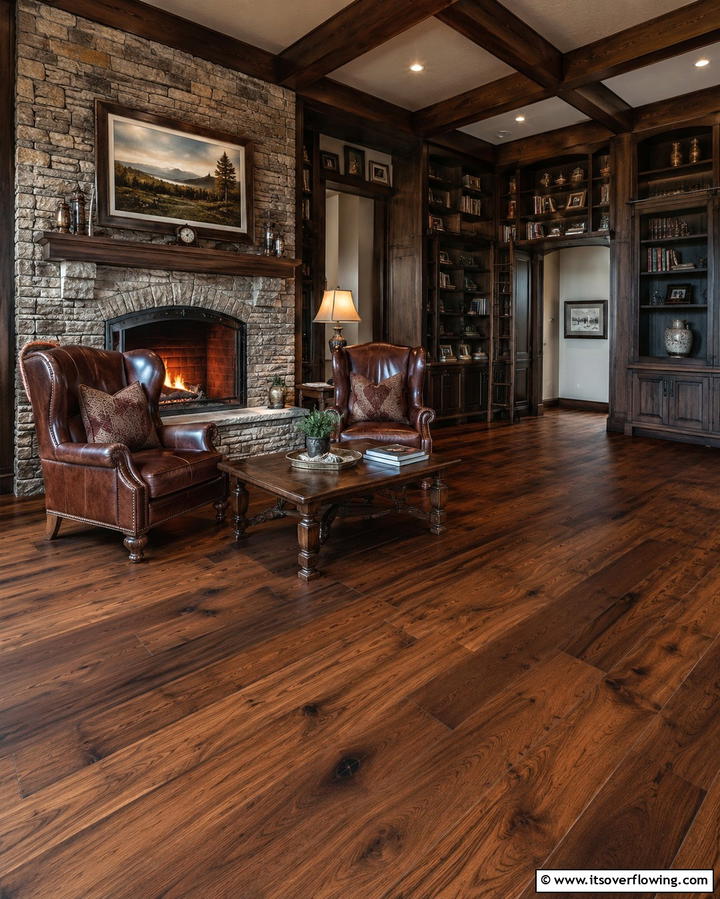 Rustic Hardwood Charm - 25 Man Cave Flooring Ideas for a Masculine Retreat