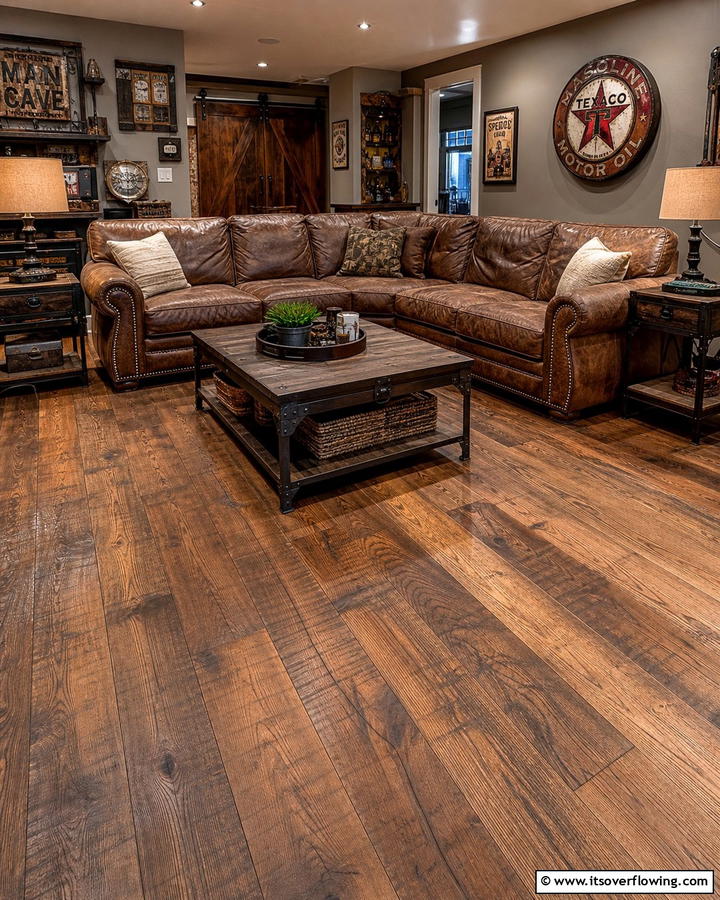 Rustic Hardwood Flooring - 25 Man Cave Flooring Ideas for a Masculine Retreat