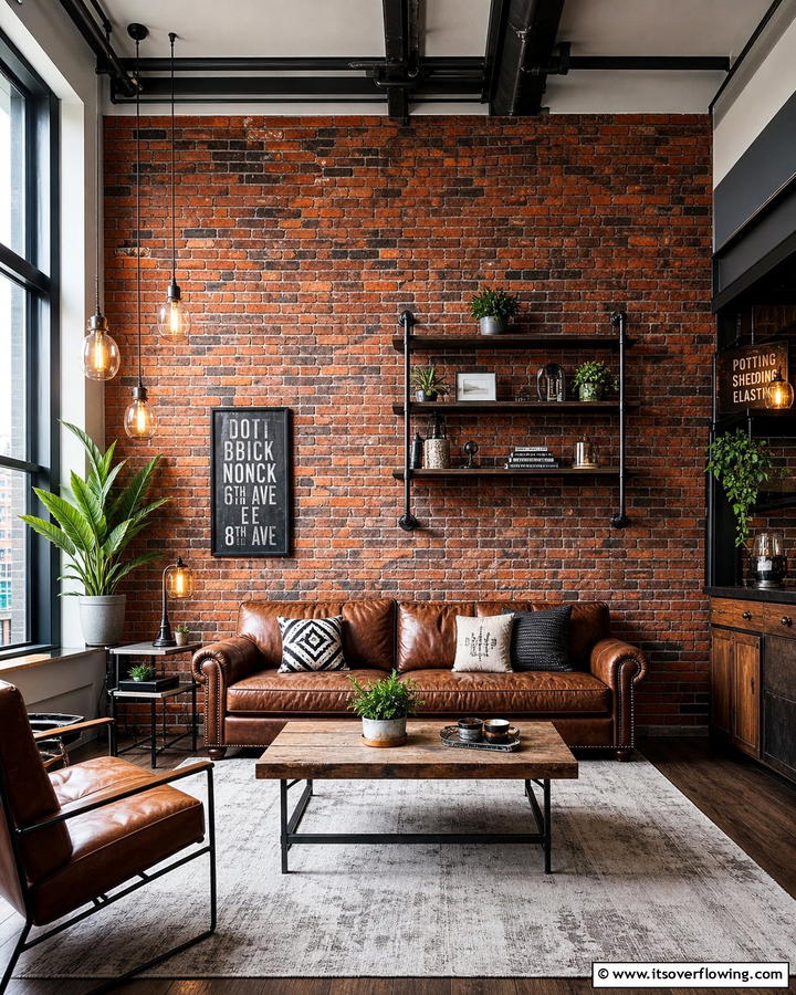 Rustic Industrial Brick Look - 21 Innovative Blank Wall Ideas to Maximize Your Space
