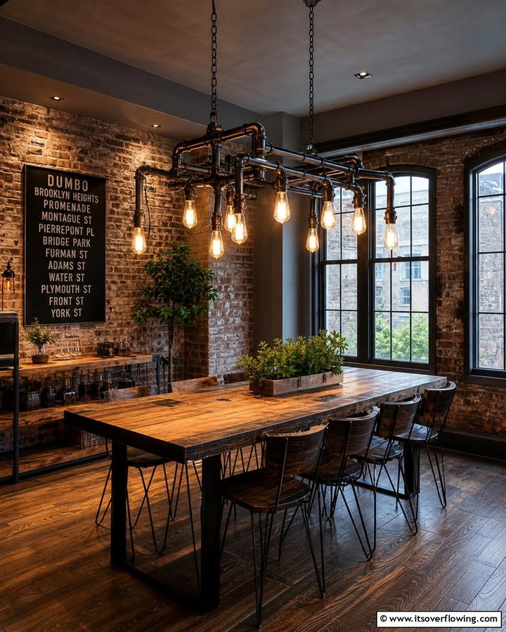 Rustic Industrial Fixture - 21 Dining Room Lighting Ideas to Elevate Your Space