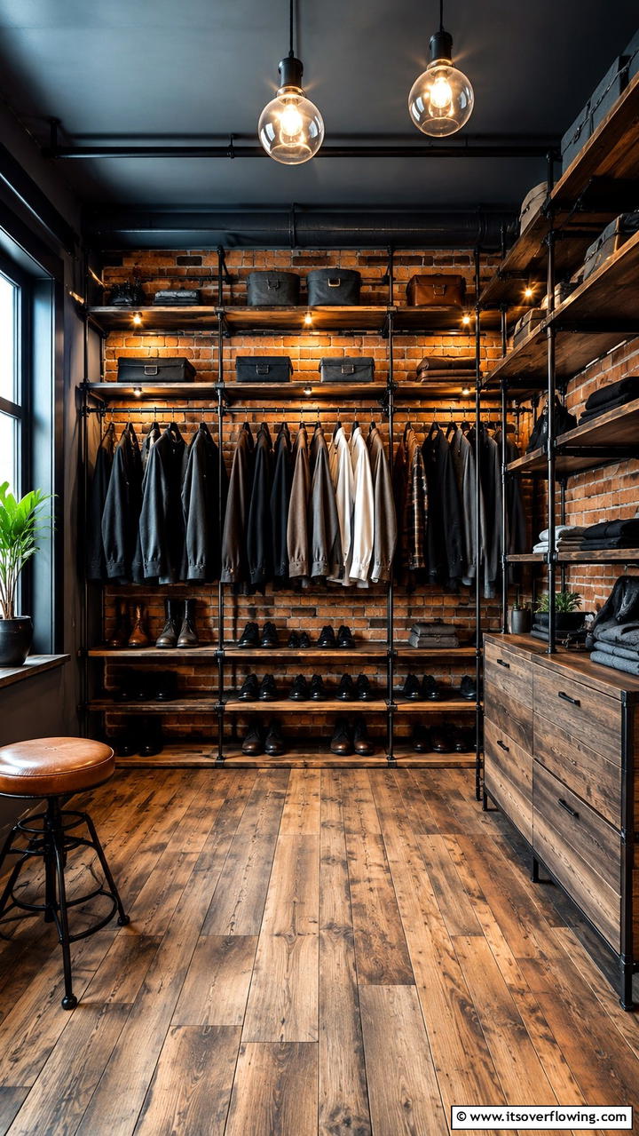 Rustic Industrial Style - 30 Dressing Room Ideas for Organized Luxury