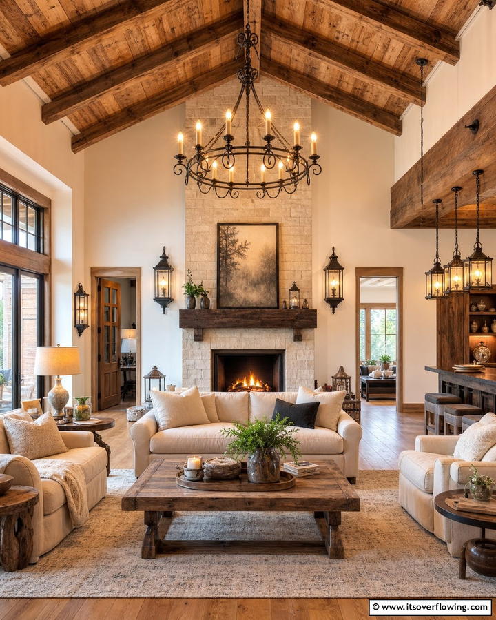 Rustic Inspired Lighting - 21 Country Living Room Ideas with Rustic Elegance