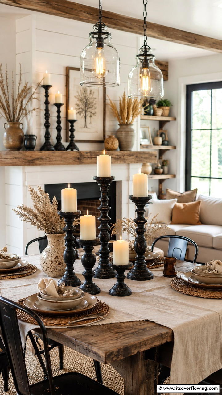 Rustic Iron Candle Holders - 30 Boho Farmhouse Decor Ideas for Eclectic Charm