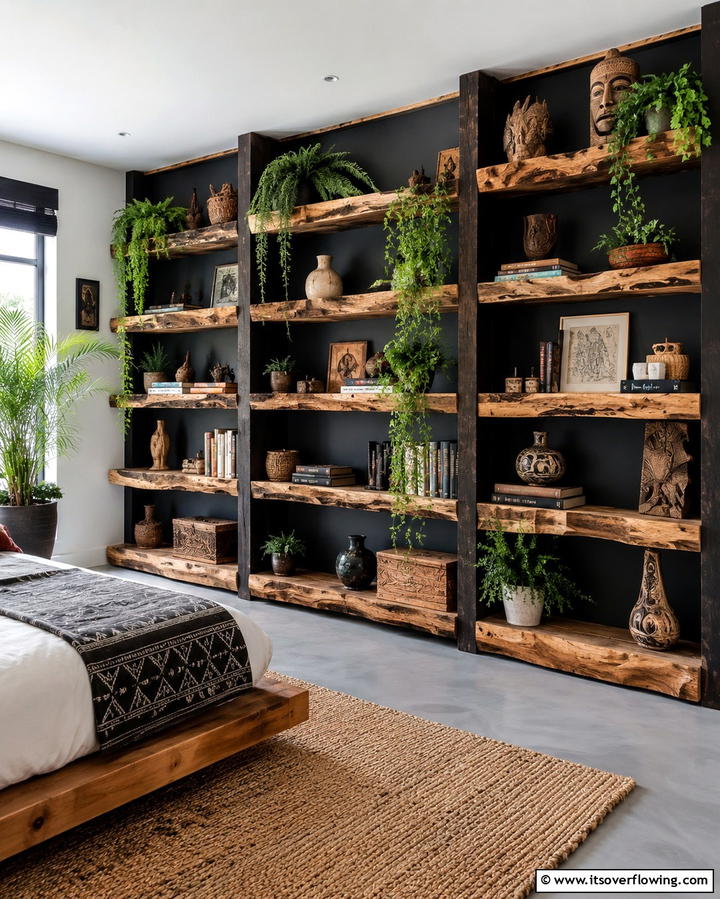 Rustic Jungle Shelving - 30 Jungle-Themed Bedroom Ideas- Wild & Whimsical Decor