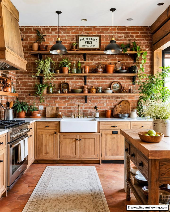 Rustic Kitchen Charm - 25 Brick Accent Wall Ideas for a Stylish Home Feature