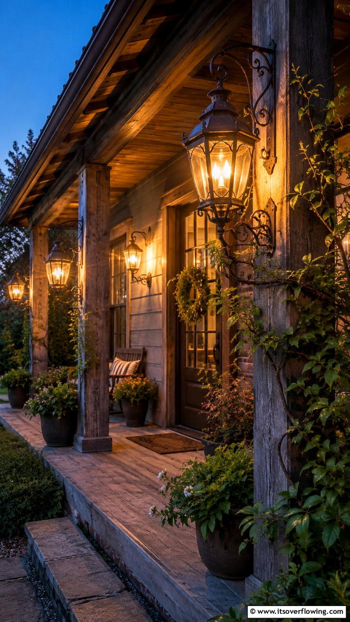 Rustic Lantern Charm - 30 Inviting Front Porch Lighting Ideas for Curb Appeal