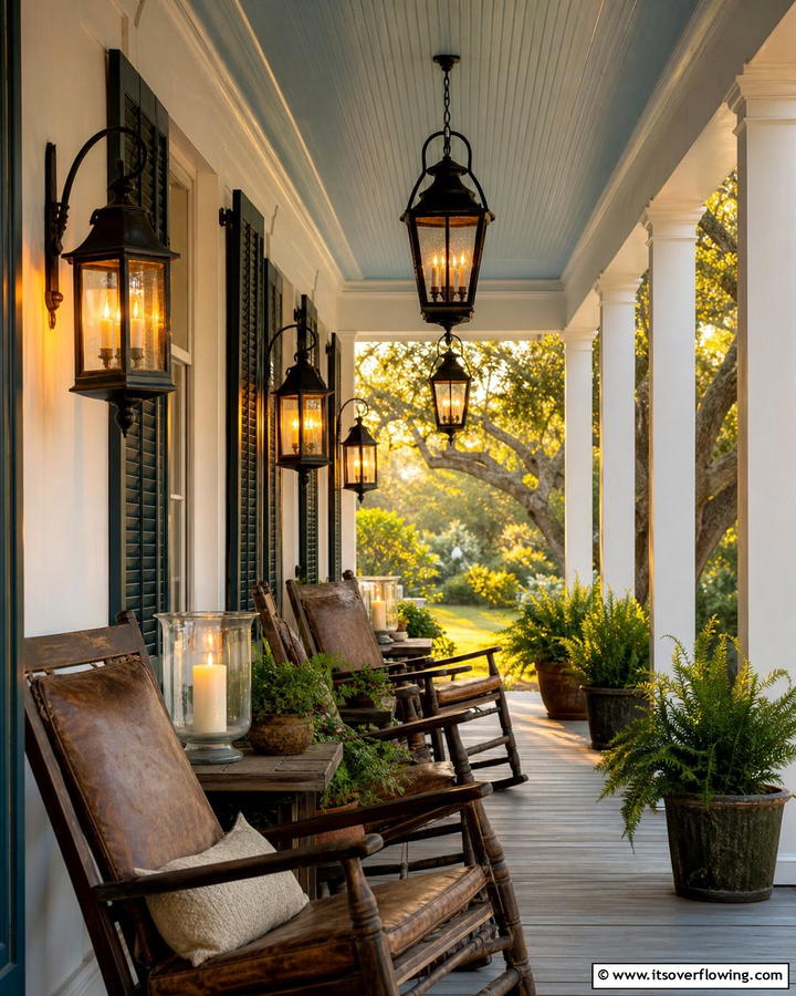 Rustic Lanterns and Candlelight - 30 Southern Front Porch Ideas for Welcoming Outdoor Spaces