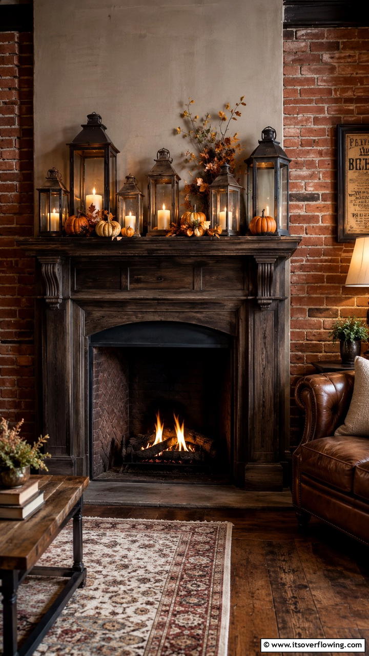 Rustic Lanterns - 30 Fall Mantel Decor Ideas for Seasonal Coziness