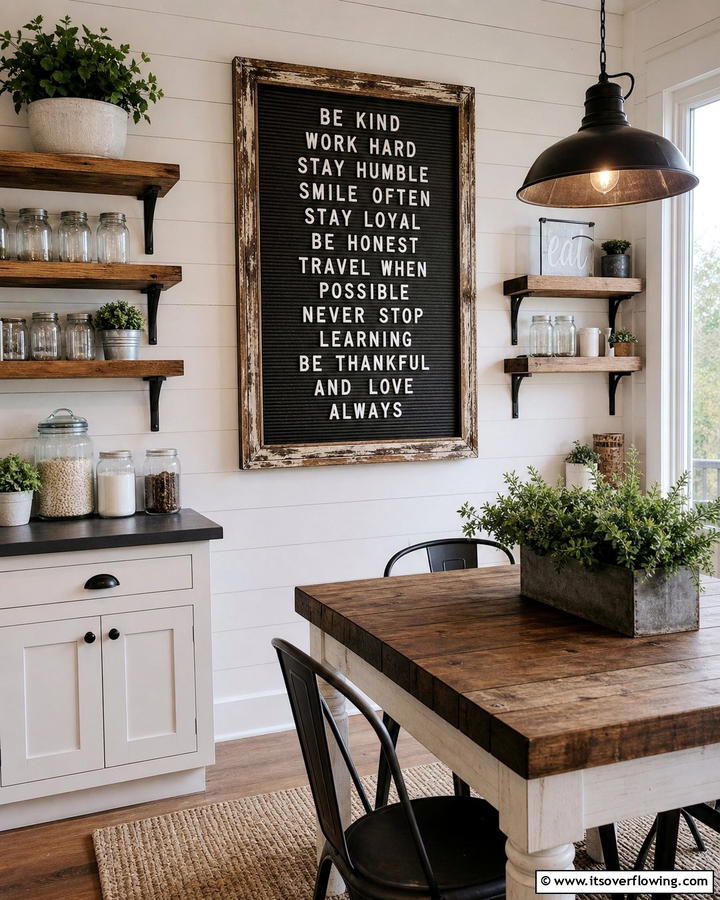 Rustic Letter Board Messaging - 21 Farmhouse Wall Decor Ideas for Rustic Charm and Warmth