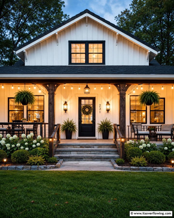 Rustic Lighting Fixtures - 21 Modern Farmhouse Exterior Ideas to Boost Curb Appeal
