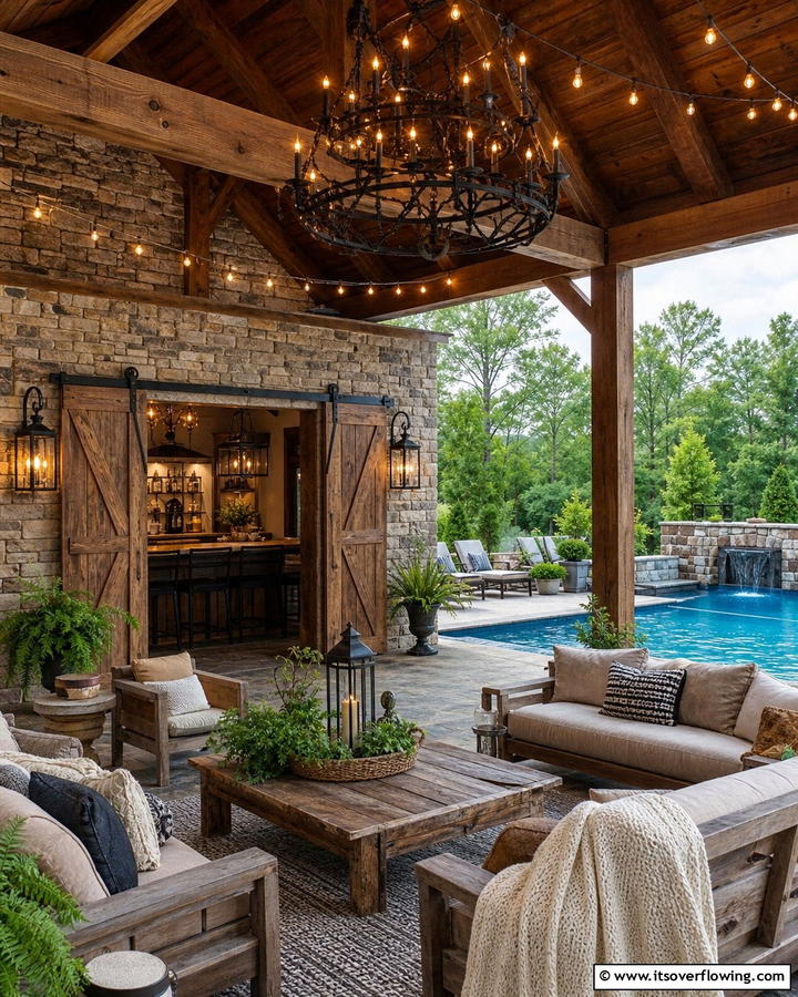 Rustic Lighting Fixtures - 20 Rustic Pool House Ideas for a Charming Retreat