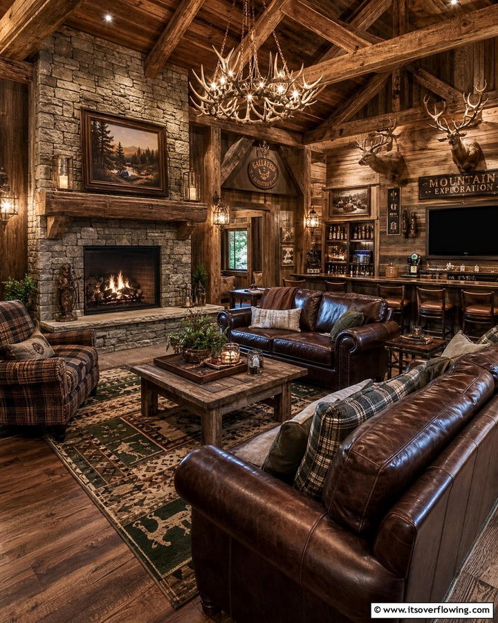 Rustic Lodge Haven - 21 Man Cave Design Ideas for a Personalized Retreat