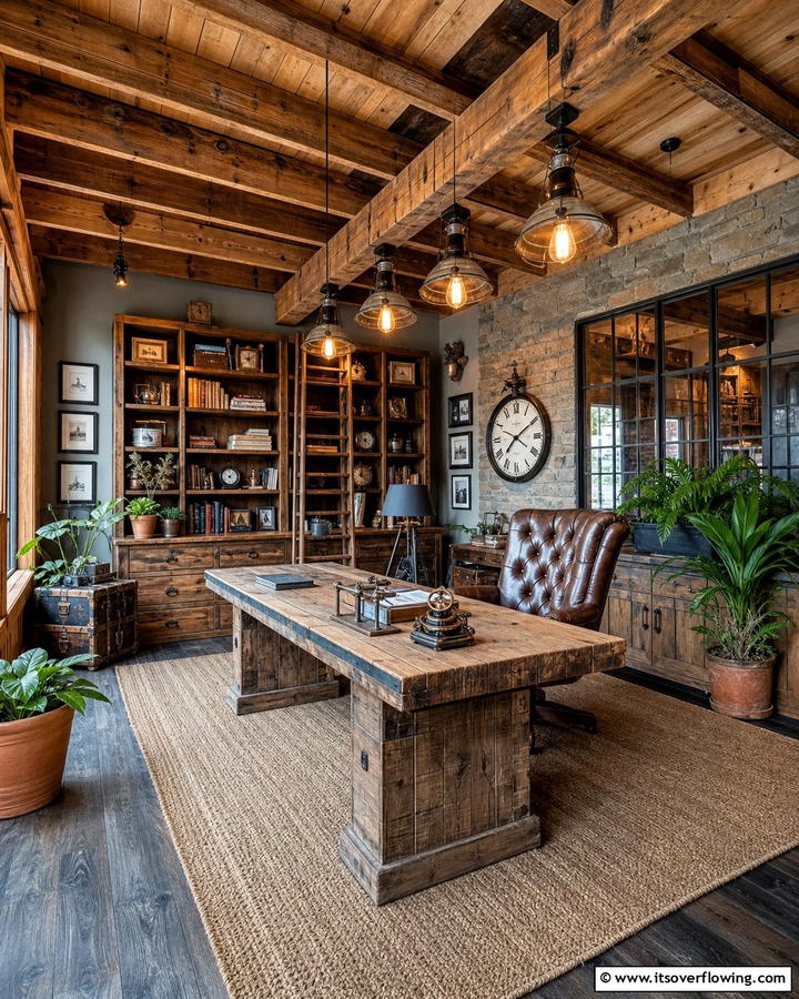 Rustic Loft Office - 20 Loft Office Ideas for a Productive Workspace