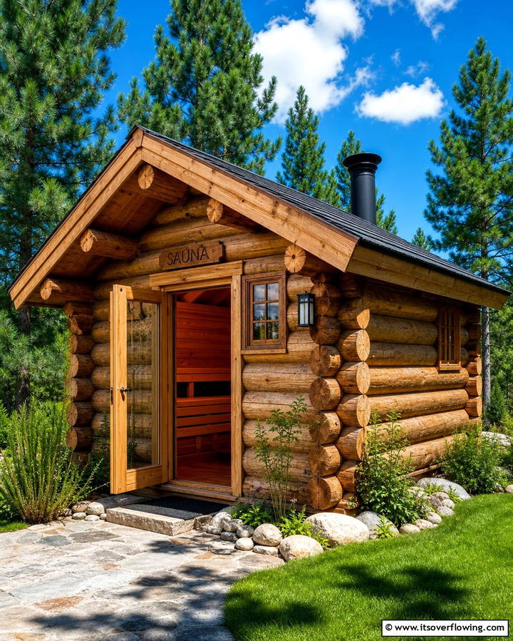 Rustic Log Cabin Sauna - 25 Outdoor Sauna Ideas for Relaxing Backyard Retreats