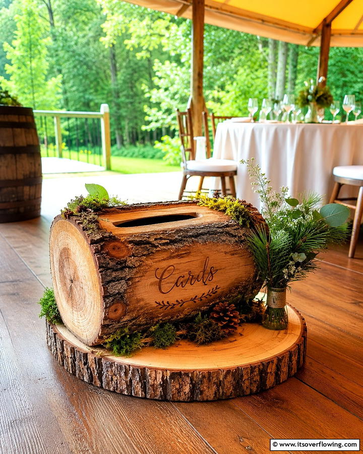 Rustic Log Card Box - 30 Creative Wedding Card Box Designs for Guests